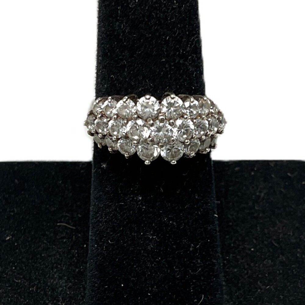 Sterling Silver Cluster CZ Band Ring